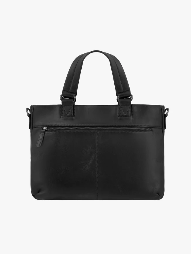 Schwarzer Leder Aktentasche Laptop Rucksack