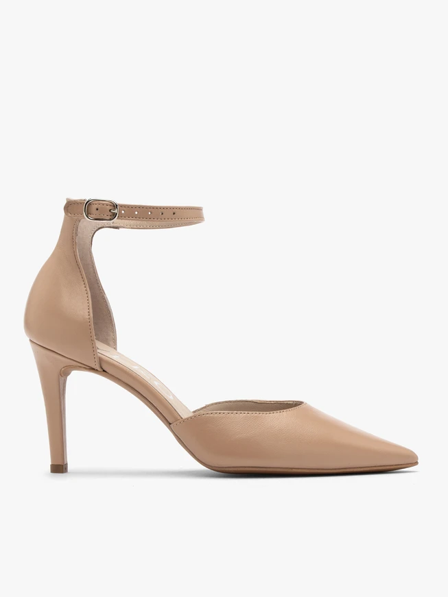 Two-piece beige stiletto pumps