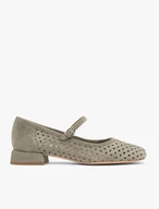 Durchbrochene Ballerinas in Olive
