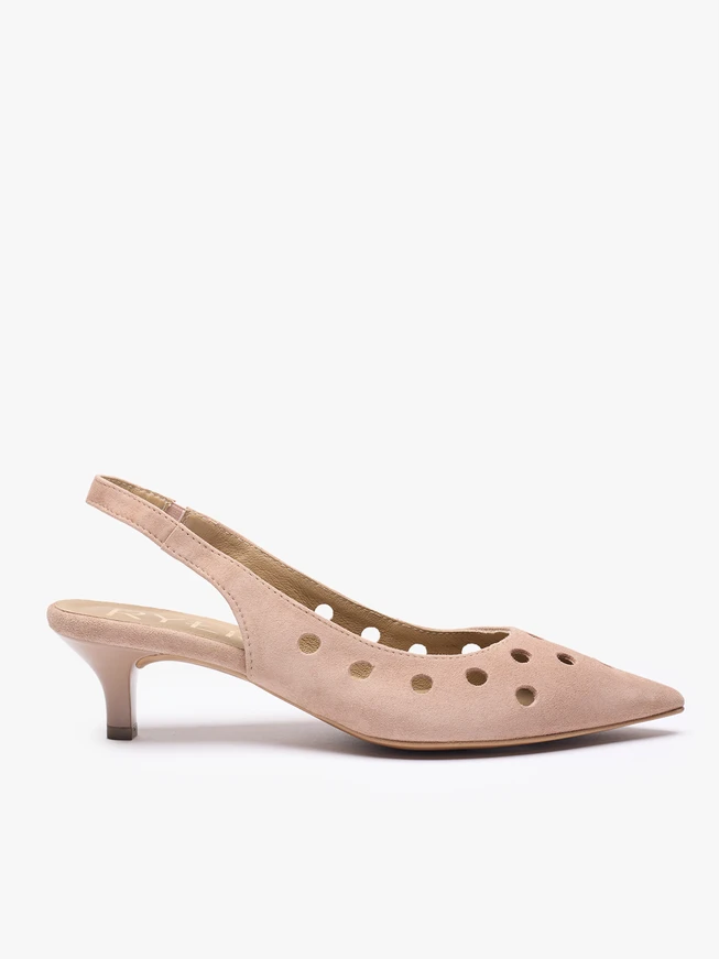Dreckig rosafarbene Slingback-Pumps ohne Absatz mit Cut-out