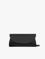 Schwarze Leder-Clutch-Tasche mit Kettenverzierung