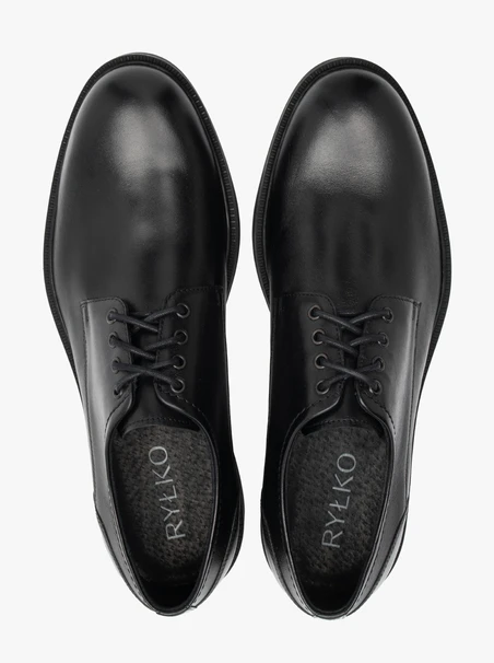 Schwarze Herren Schnürhalbschuhe aus Leder
