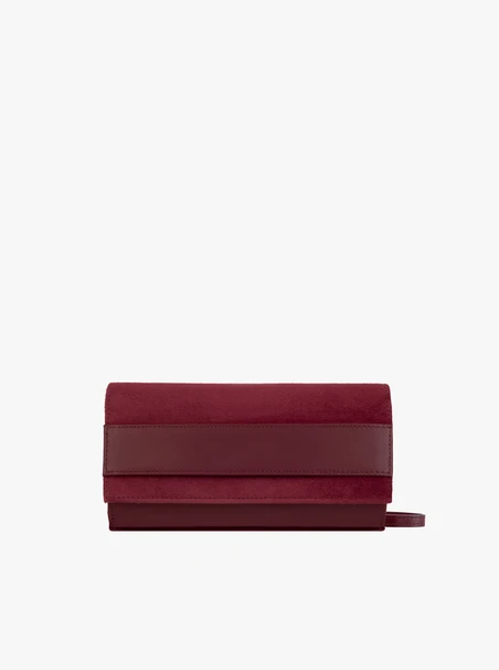 Burgundy two-tone clutch