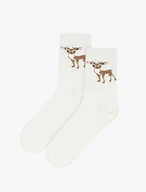 White women’s ankle socks with deer pattern