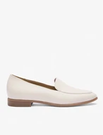 Mokassins aus genarbtem Leder in Creme und Weiß