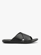 Schwarze Herren-Flip-Flops aus genarbtem Leder