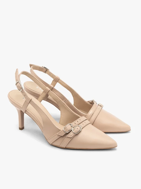 Czółenka slingback z dekoracyjnymi paskami