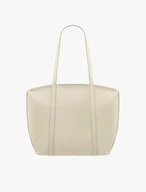 Geräumige A4 Shopper-Tasche aus Vollnarbenleder in Creme
