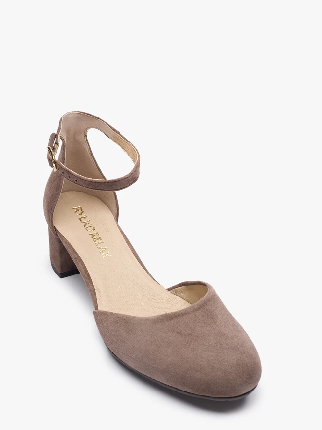 Pumps aus grau-braunem Veloursleder