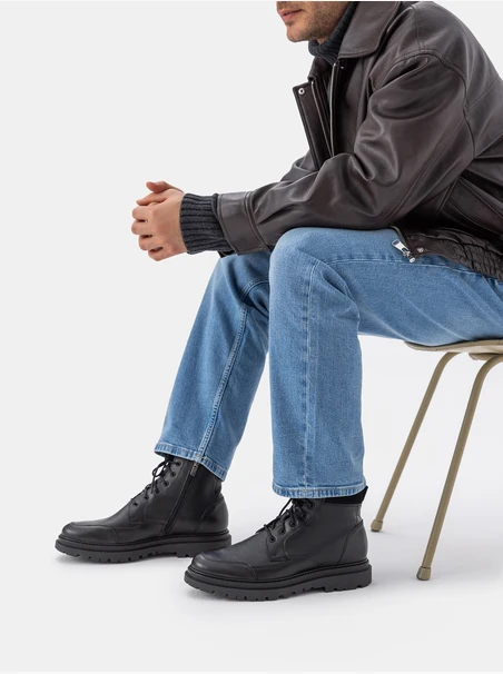 Chunky men’s boots with decorative upper