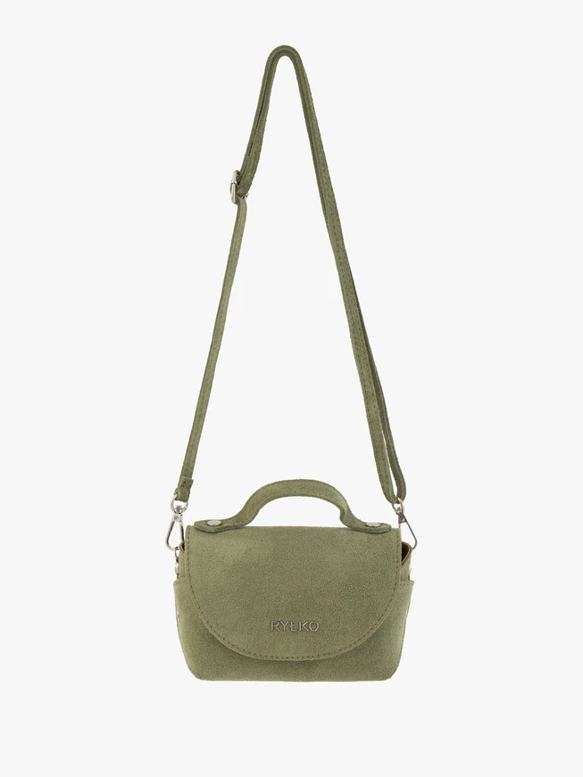 Kleine grüne Velourslederhandtasche