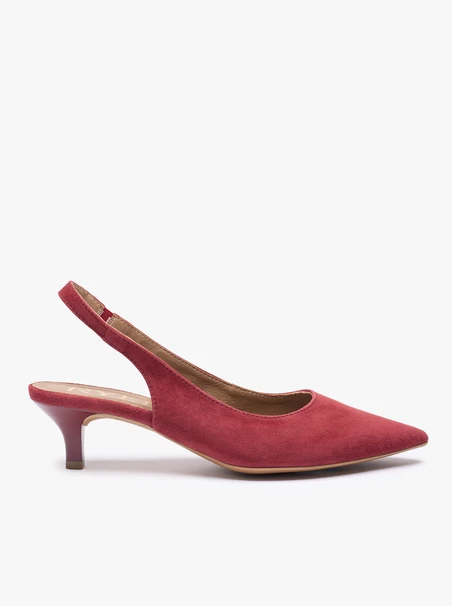 Bordowe czółenka bez pięty slingback