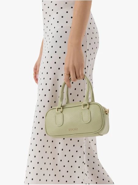 Baguette-Handtasche aus hellgrünem Leder
