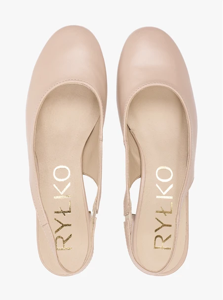 Beżowe czółenka slingback bez pięty