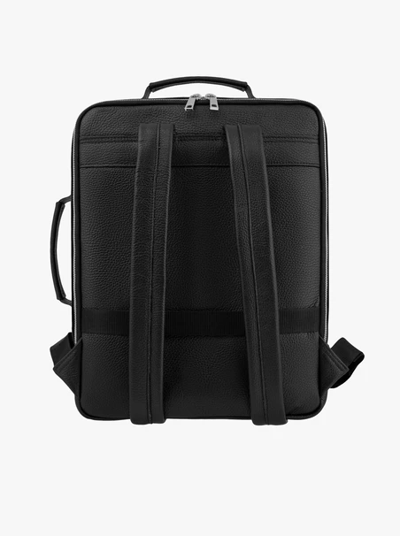 Schwarzer Leder A4 Rucksack für Laptop Handgepäck