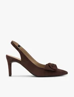 Slingback-Pumps aus Velours mit Schleifenverzierung