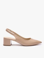 Beigefarbene Slingback-Pumps ohne Absatz mit Stilettoabsatz