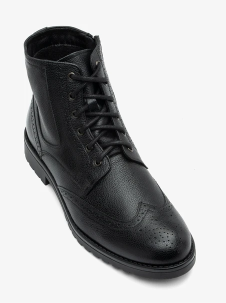 Black leather men's boots