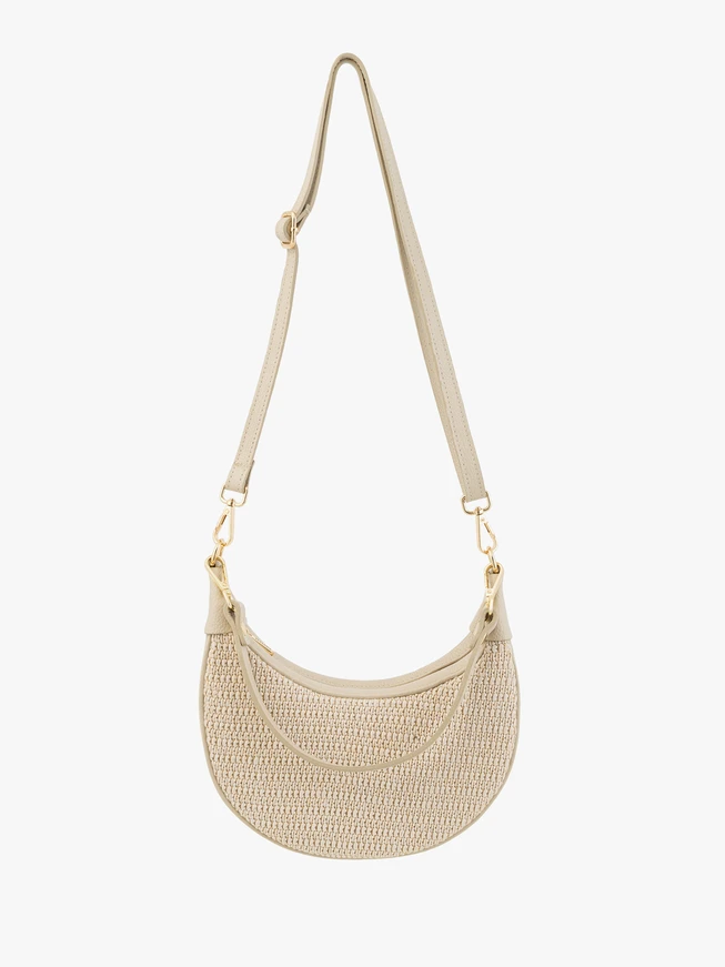 Cremefarbene kleine Handtasche mit interessanter Textur