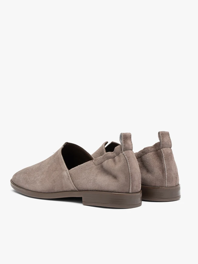 Braune Veloursleder-Slipper-Halbschuhe