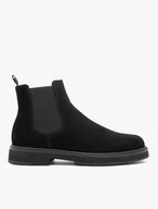 Schwarze Veloursleder-Pantoffeln