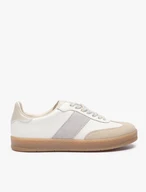 Cremefarbene Turnschuhe mit grauem Streifen