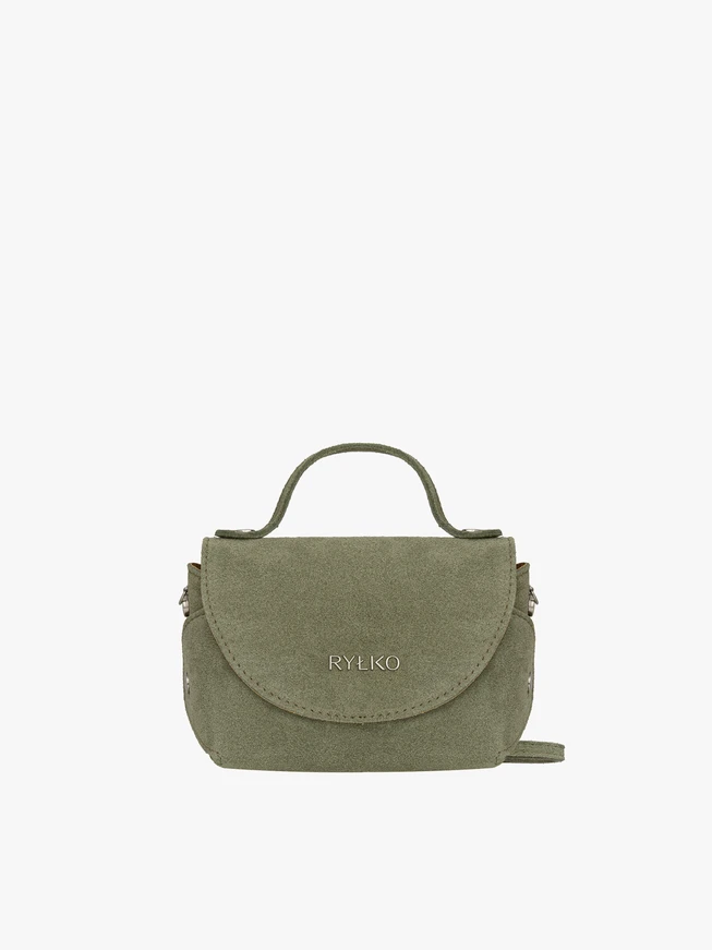 Kleine grüne Velourslederhandtasche
