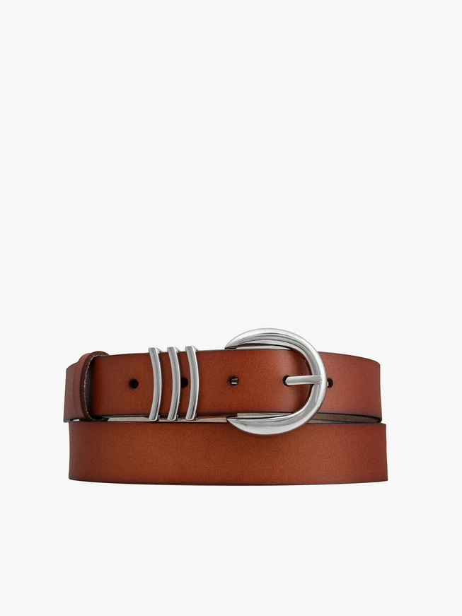 Ginger top-grain leather belt