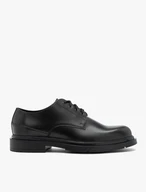 Schwarze Freizeithalbschuhe aus genarbtem Leder