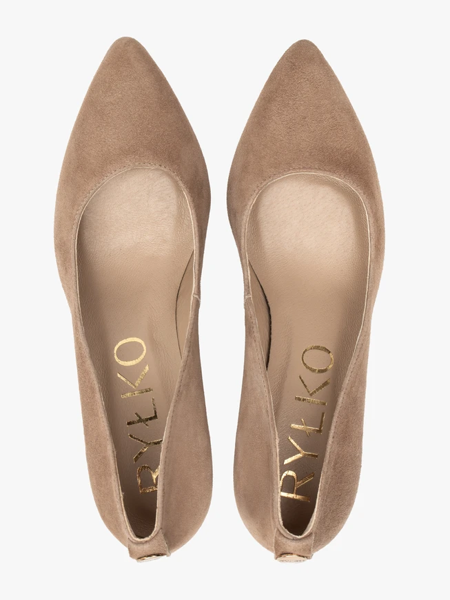 Beige Stiletto-Pumps mit Verzierung