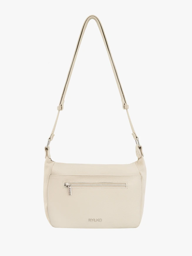 Cremefarbene Lederhandtasche