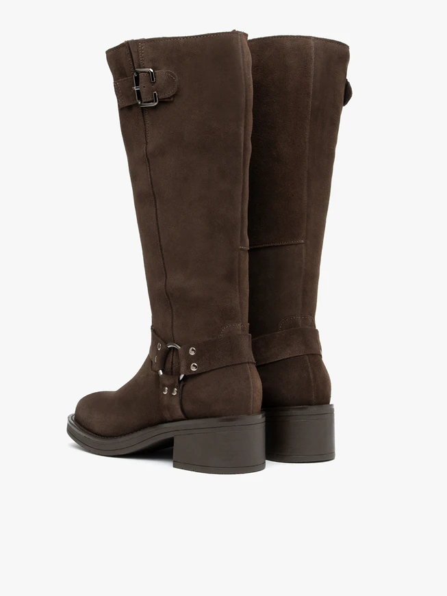 Ciemnobrązowe kozaki biker boots