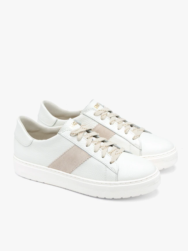 Cream Women’s Lace-Up Leather Shoes