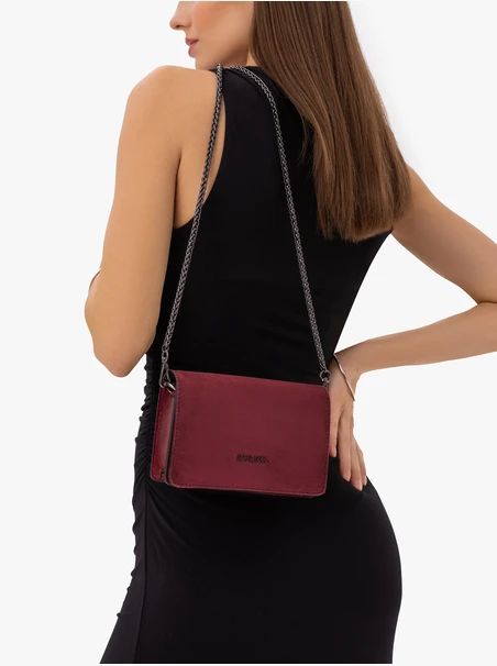 Small burgundy handbag