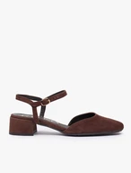 Dunkelbraune Slingback-Pumps mit niedrigem Schaft