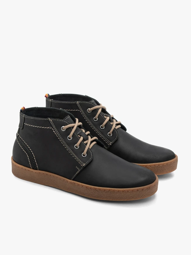 Men’s black nubuck leather boots – ankle-high