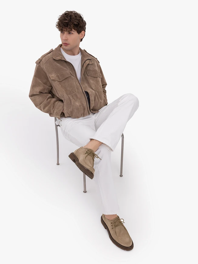 Beige Men's Lace-Up Shoes