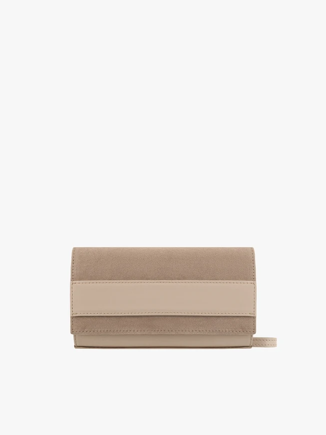 Beigefarbene zweifarbige Ketten-Clutch-Tasche