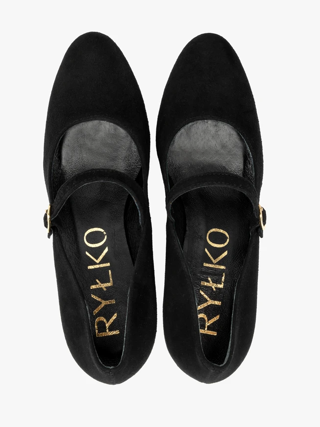 Schwarze Stiletto-Pumps mit Riemen
