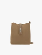 Dunkelbeige mittelgroße Tasche mit Schnalle