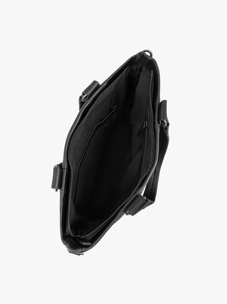 Schwarzes Leder Laptop Rucksack Tasche