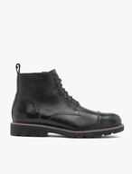 Schwarzer isolierter Vollnarbenlederstiefel