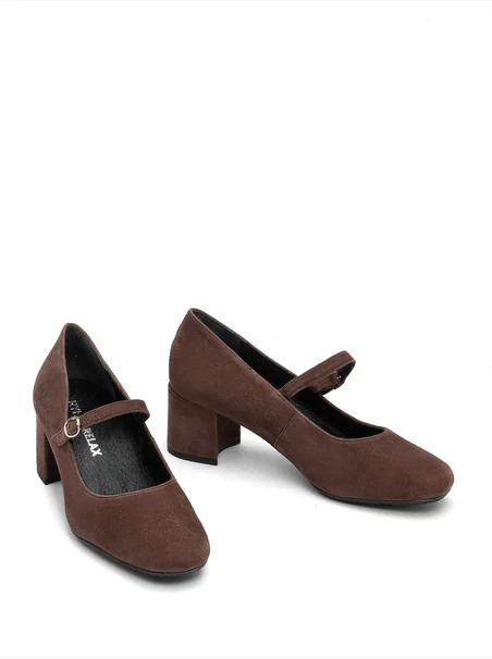 Brown strappy pumps