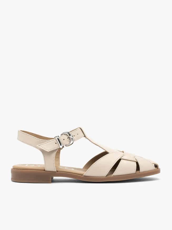 Beigefarbene Einbausandalen