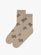 Beige long women’s socks with bears