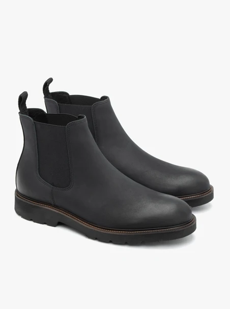 Schwarze Nubukleder-Pantoffeln