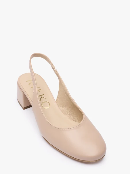 Beżowe czółenka slingback bez pięty