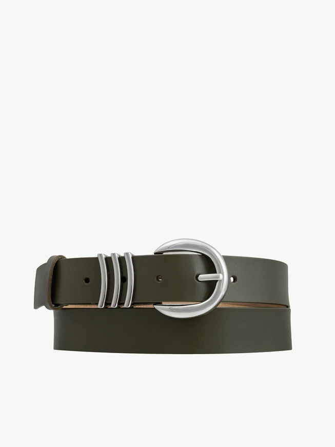 Green top-grain leather belt