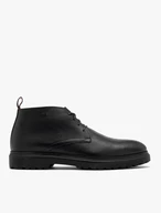 Black short men’s lace-up boots with light sole