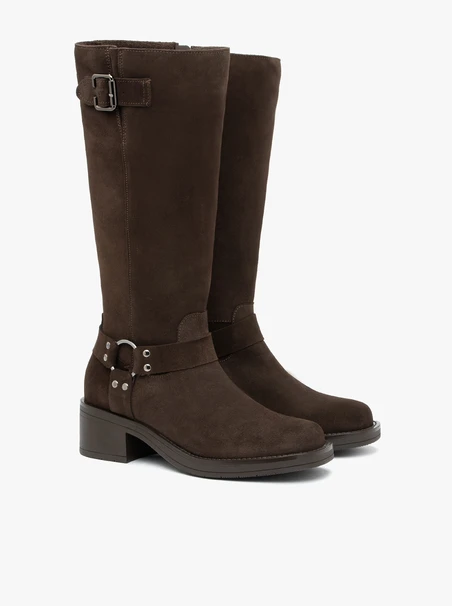 Ciemnobrązowe kozaki biker boots